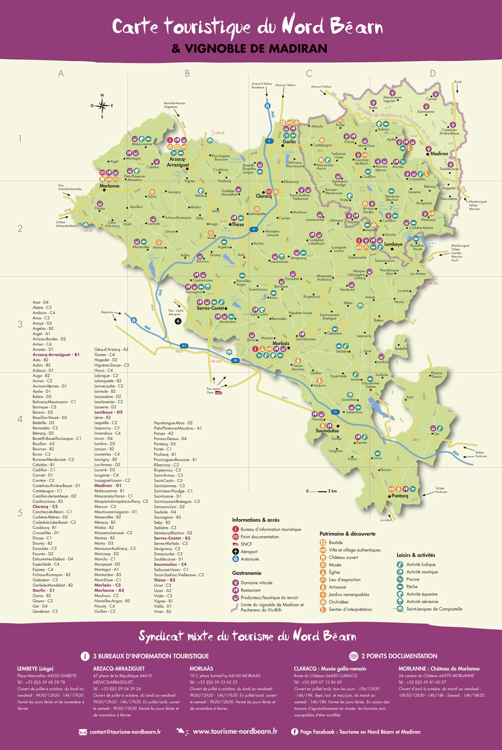 carte touristique du nord béarn