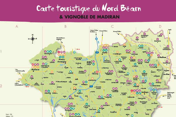Carte touristique du Nord Béarn